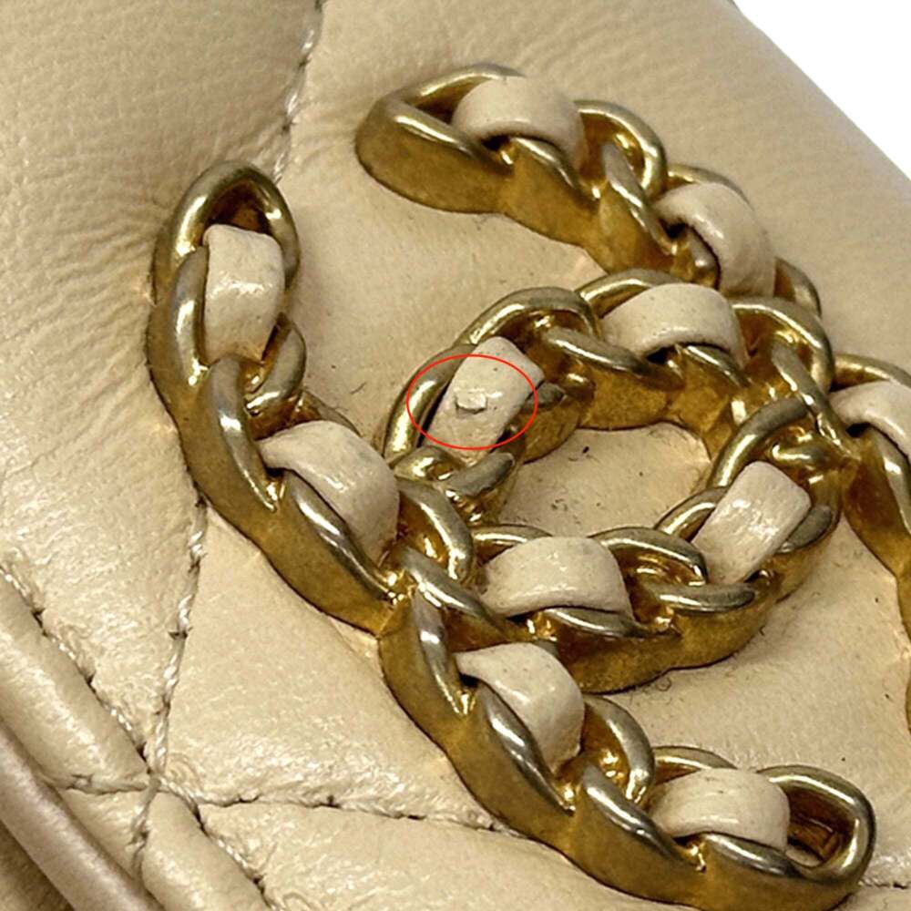 CHANEL Cream Lambskin Leather Logo Wallet - Picture 10 of 12